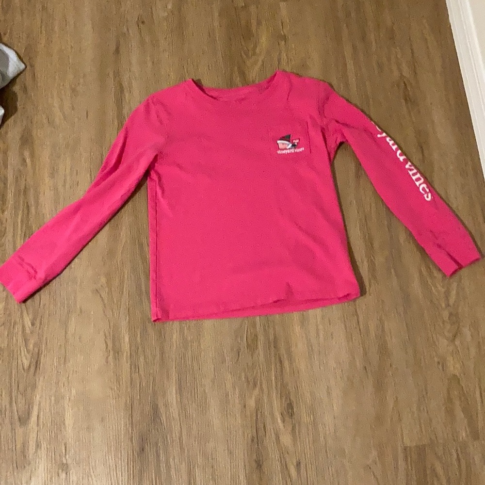 pink vineyard vines christmas long sleeve shirt